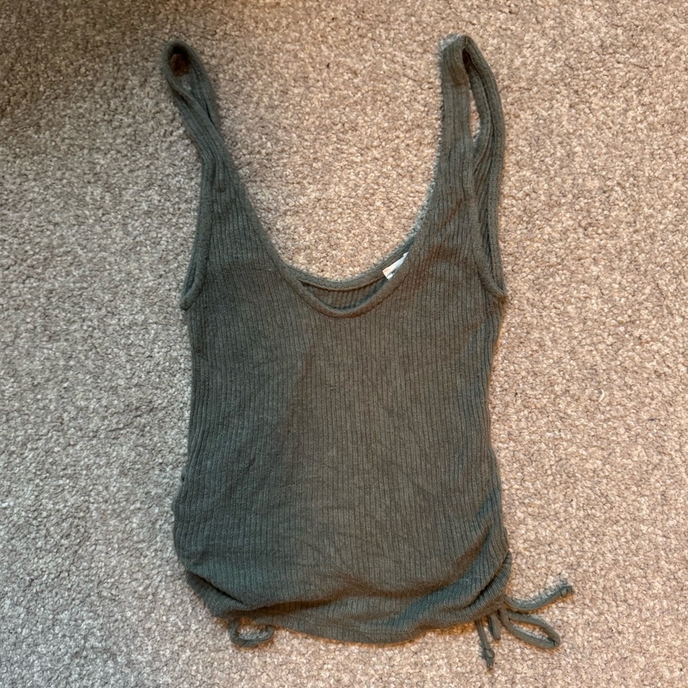Urban Outfitters Ribbed Knit Tank in Olive Green